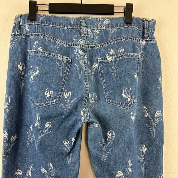 Current/Elliot Anthropologie Fling Mid Rise Relaxed Straight Jean Floral Size 27 - Picture 6 of 8